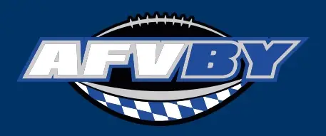Logo mit den Buchstaben "AFVBY" über einem stilisierten Football, das mittlere Feld des Balls zeigt das bayerische Rautenmuster. Der Hintergrund ist dunkelblau.