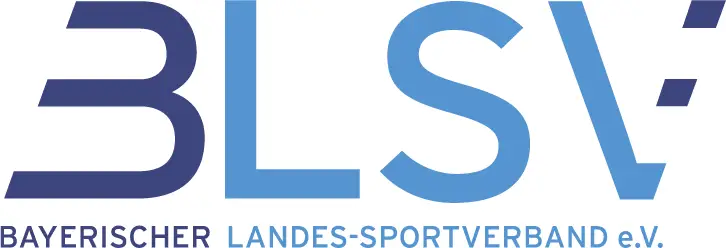Logo des Bayerischen Landes-Sportverbands e.V. mit den großen blauen Buchstaben „BLSV“ und dem darunter stehenden Text „Bayerischer Landes-Sportverband e.V.“ in kleineren blauen Buchstaben.