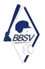 Logo eines Baseballvereins mit einem abgebildeten Baseballschläger, Helm und Baseball in Blau auf weißem Hintergrund, dazu die Buchstaben "BBSV".
