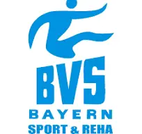 Logo des BVS Bayern, bestehend aus einer stilisierten blauen Figur, die springt, und den großen Buchstaben "BVS". Darunter steht in blauer Schrift "Bayern Sport & Reha".
