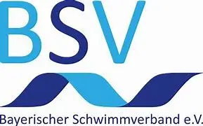 Logo des Bayerischen Schwimmverbandes e.V. mit den Buchstaben BSV in großen, blauen Schriftzeichen und einer stilisierten Wellenform darunter. Darunter steht der Schriftzug "Bayerischer Schwimmverband e.V.".